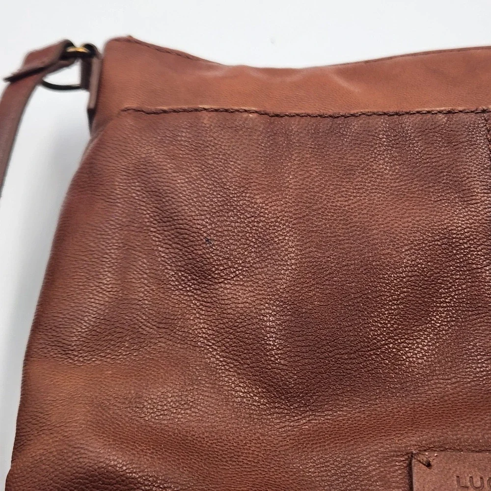 Lucky Brand Leather Crossbody Bag Brown Tan Adjustable Strap Made‎ in India